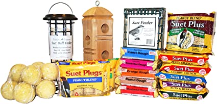 Ultimate Suet Pack for Wild Birds with 30 Items, Suet Cakes, Suet Feeders, Suet Balls, and Suet Plugs