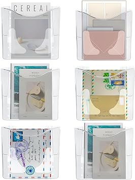 PAG 6 Pockets Wall File Holder Clear Acrylic Hanging File Organizer for Office and Home, Vertical