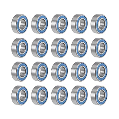 uxcell MR126-2RS Deep Groove Ball Bearings 6mm Inner Dia 12mm OD 4mm Bore Double Sealed Chrome Steel Blue Seal Z2 20pcs