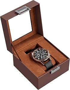 ProCase Watch Box for Men, Single Mens Watch Case, Watch Storage Watch Holder Organizer for Men, Watch Display Case With Glass Lid -1 Slot, Espresso