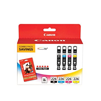Canon CLI-226 4546B007 with PP-201 50 Sheets Combo Pack-Black/Cyan/Magenta/Yellow