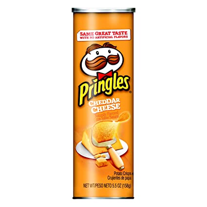 Pringles&nbsp;Potato Crisps Chips, Cheddar Cheese Flavored, 5.5 oz Can