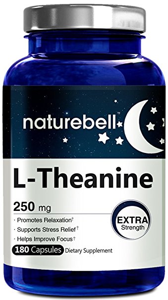 NatureBell L-Theanine 250 mg, 180 Capsules, Maximum Strength, Promotes Restful Sleep, Made in USA