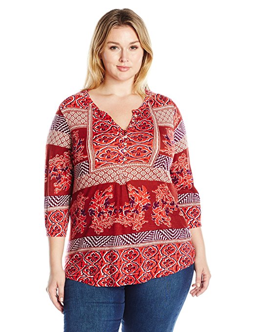 Lucky Brand Women's Plus Size Printed Knit Top