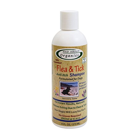 Mad About Organics All Natural Dog Puppy Flea & Tick Shampoo Concentrate 8oz