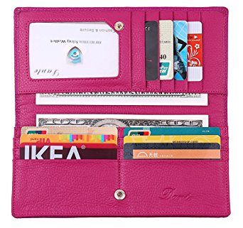 Dante Women RFID Blocking Ultra Slim Real Leather Wallet - Clutch Wallet for Women