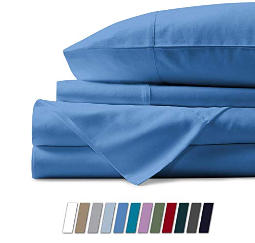 Mayfair Linen 100% Egyptian Cotton Sheets, Deep Blue King Sheets Set, 800 Thread Count Long Staple Cotton, Sateen Weave for Soft and Silky Feel, Fits Mattress Upto 18'' DEEP Pocket.