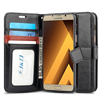 Galaxy A5 2017 Case, J&D [Wallet Stand] [Slim Fit] Heavy Duty Protective Shock Resistant Flip Cover Wallet Case for Samsung Galaxy A5 (Release in 2017) - Black