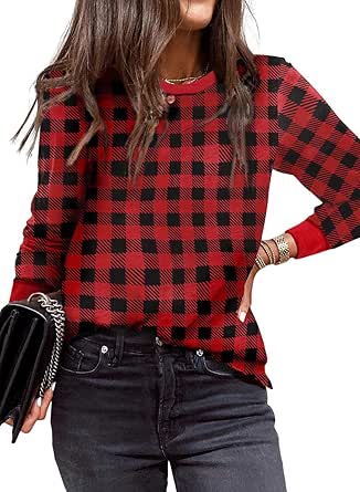 EVALESS Womens Casual Polka Dots Tops Crewneck Long Sleeve Shirts Fall 2024 Lightweight Loose Sweatshirts