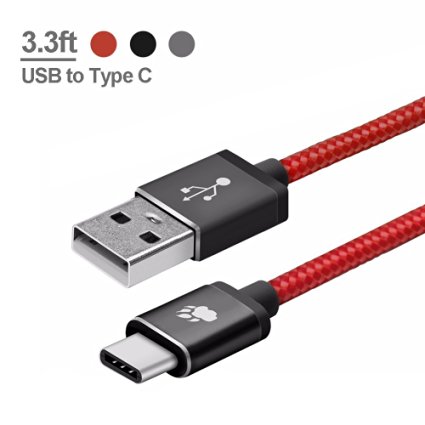 Braided USB Type C Cable, BlitzWolf 3ft Reversible USB 2.0 to USB-C Data and Charger Cord for Nexus 5X 6P, OnePlus 2, Nokia N1, Xiaomi 4C, Zuk Z1, Apple Macbook (3.3ft Red)