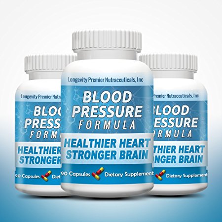 [3-Bottle Value Pack] Longevity Blood Pressure Formula - Clinically formulated - With Hawthorn & 15  top quality all natural herbs - Scientifically formulated - Safe & effective - 90 Capsules