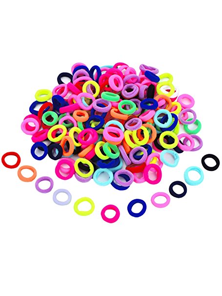 Hicarer 200 Pieces Assorted Colors Mini Hairbands Girl Baby's Elastic Hair Ties Tiny Soft Rubber Bands for Baby Kids