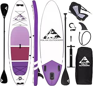 Polar Outdoors by Roc Inflatable Stand Up Paddle Board with Premium SUP Paddle Board Accessories, Wide Stable Design, Non-Slip Comfort Deck for Youth & Adults.