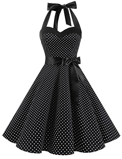 Dresstells Vintage 1950s Rockabilly Polka Dots Audrey Dress Retro Cocktail Dress