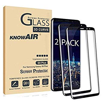 Galaxy S9 Plus Screen Protector (2 Packs), Basesailor Anti-Scratch, HD Clear, Case Friendly 3D Curved Protective Tempered Glass Compatible Samsung Galaxy S9 Plus (Not Galaxy S9)
