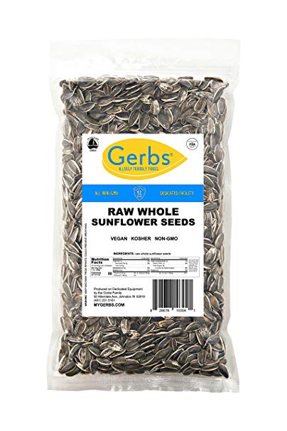 Raw Whole Sunflower Seeds, 1 LB. by Gerbs – Top 12 Food Allergy Free & NON GMO - Vegan & Kosher - Premium Quality Grown in United States
