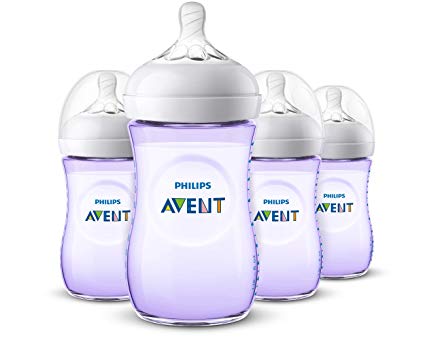 Philips Avent Natural Baby Bottle, Purple, 9oz 4pk, SCF013/43