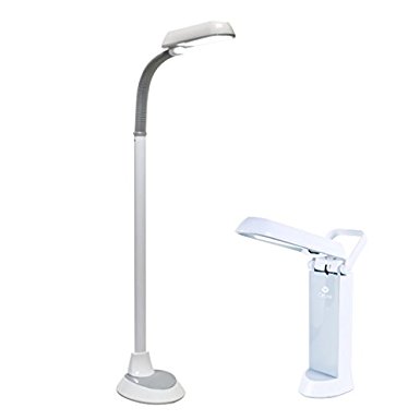 OttLite Ott Lite 18 Watt Floor Lamp and 13 Watt Desk Lamp Combo in White