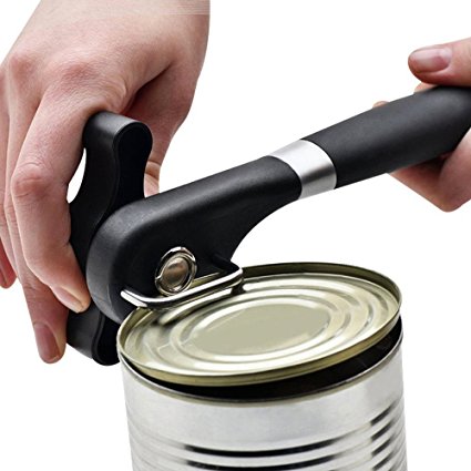 VILONG Safety Manual Can Tin Opener,Stainless Steel Ergonomic Anti Slip Design with Smooth Edge Side Cut No Sharp Cuts Can Opener,Lid Lifter that Won't Touch Food