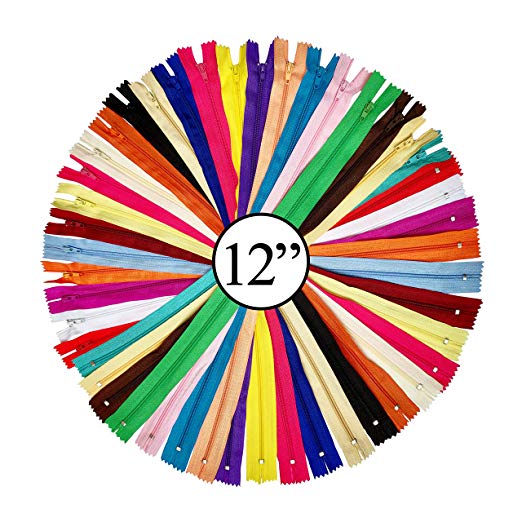 KGS 12 inch Nylon Zipper #3 | 20 unique Colors | 20 pcs/pack
