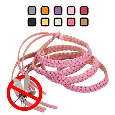 Original Kinven Mosquito Repellent Bracelet Natural DEET FREE Insect Repellent Bands, Mosquito Killer up to 360Hrs Protection Outdoor and Indoor, for Adults & Kids, 4 bracelets, Color: Light Pink