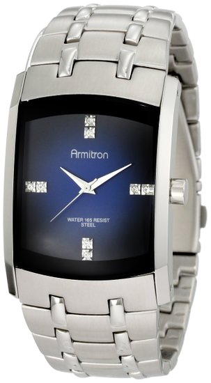 Armitron Men's 204507DBSV Stainless Steel Dress Watch with Swarovski Crystals