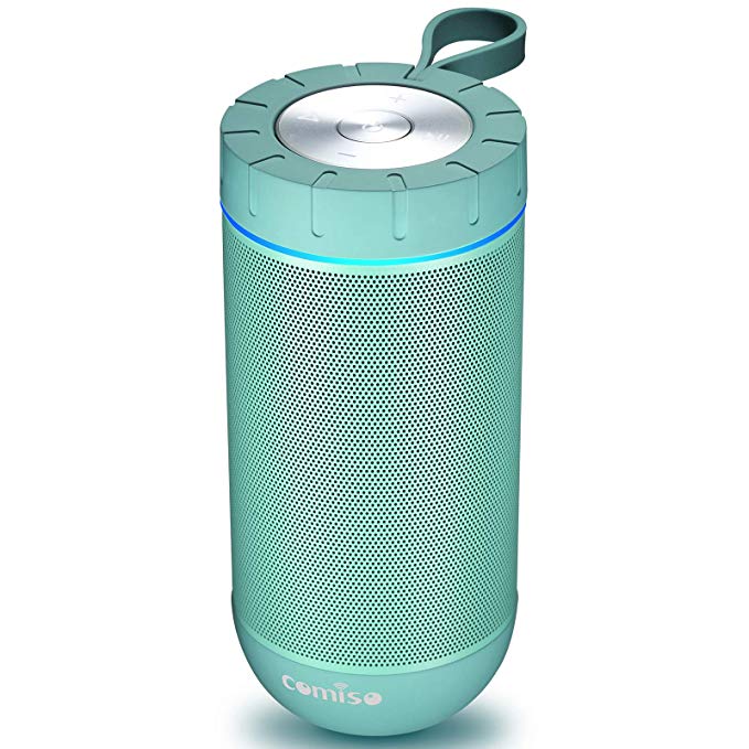 COMISO Bluetooth Speaker with 360 Surround Sound, 24 Hour Playtime, 66ft Bluetooth Range, IPX5 Water Resistance Dual-Driver Wireless Speaker for iPhone, Samsung (Mint)