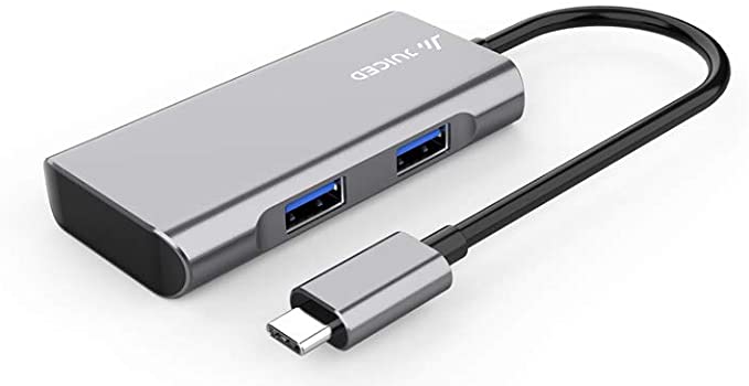 Juiced Systems QuadHUB - USB-C 4 Port Portable USB Hub - 2 USB-C 3.2 Gen 2 Ports | 2 USB-A USB 3.2 Gen 2 Ports