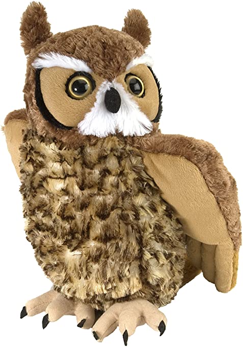 Wild Republic Great Horned Owl Plush Soft Toy, Cuddlekins Cuddly Toys, Gifts for Kids 30 cm