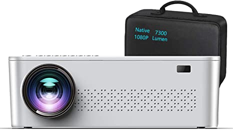 Native 1080p Projector,7300 Lumens Projector for Outdoor Movies with 400"Display,Support 4K Dolby & Zoom,100000 hrs Life,Indoor & Outdoor Projector Compatible with TV Stick,HDMI,VGA.USB,Smartphone,PC
