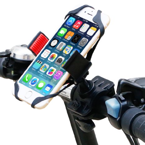 Bike Mount, Ipow Universal Cell Phone Bicycle Rack Handlebar & Motorcycle Holder Cradle for iPhone 6 6( ) 6S 6S plus 5S 5C, Samsung Galaxy S5 S4 S3 Note 3 Note 4 Note 5,Nexus 5,HTC,LG,BlackBerry,Black