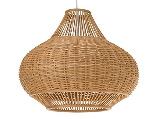 KOUBOO 1050029 Wicker Pear Pendant Lamp, 18" x 18" x 15", Natural