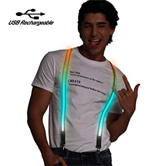 Light up Suspenders USB Rechargeable Led Suspenders Neon Suspenders LED Suspenders for Men & Women
