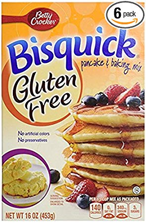 Betty Crocker Bisquick Baking Mix, Gluten Free Pancake and Waffle Mix, 16 oz Box (Pack of 6)