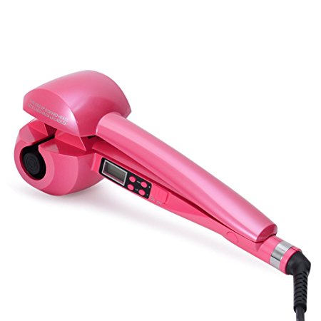 ELFINA Automatic Curling Iron, Professional Hair Curler with LCD Display-Pink