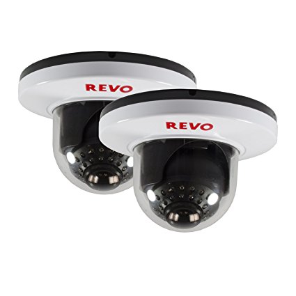 REVO America RCDS30-8BNDL2 700 TVL Indoor Dome Surveillance Camera with 100-Feet Night Vision (Gray), 2-Pack