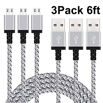 Micro USB Cable, Xcords 3Pack 6FT Micro USB to USB Android Charger Cable, Fast USB Cable for Windows/PS4/XBOX/Camera/MP3 and More (White)