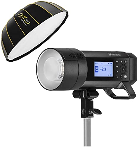 Flashpoint XPLOR 400PRO TTL Battery-Powered Monolight with Built-in R2 2.4GHz Radio Remote System (with Bowens Mount Adapter) - Godox AD400 Pro   Glow EZ Lock Collapsible White Beauty Dish (42")