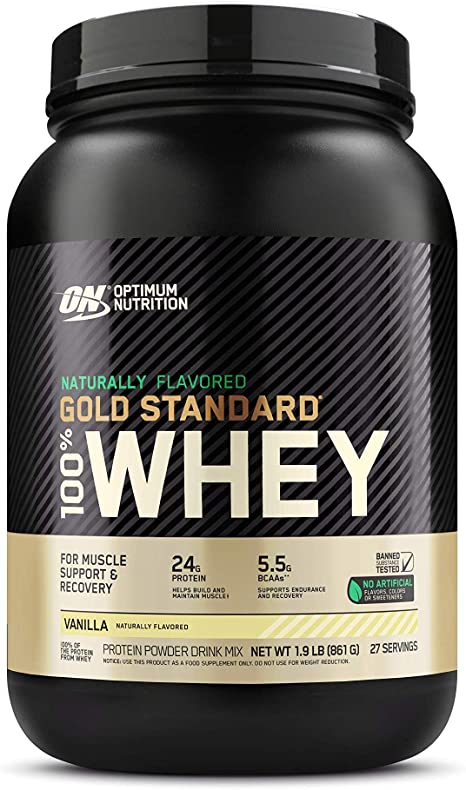 Optimum Nutrition Gold Standard 100% Whey Protein Powder, Naturally Flavored Vanilla, 1.9 Pound (Packaging May Vary)