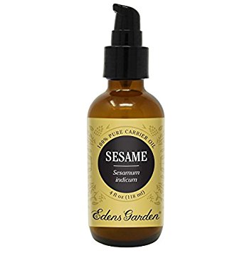 Sesame Carrier Base Oil for Diluting Essential Oils and Aromatherapy, 4 Ounces, Cold-Pressed, Pure Therapeutic Grade by Edens Garden