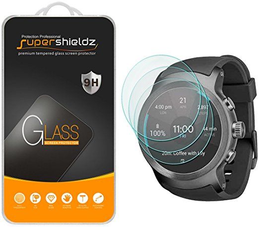 [3-Pack] Supershieldz for LG Watch Sport Tempered Glass Screen Protector, Anti-Scratch, Anti-Fingerprint, Bubble Free, Lifetime Replacement Warranty