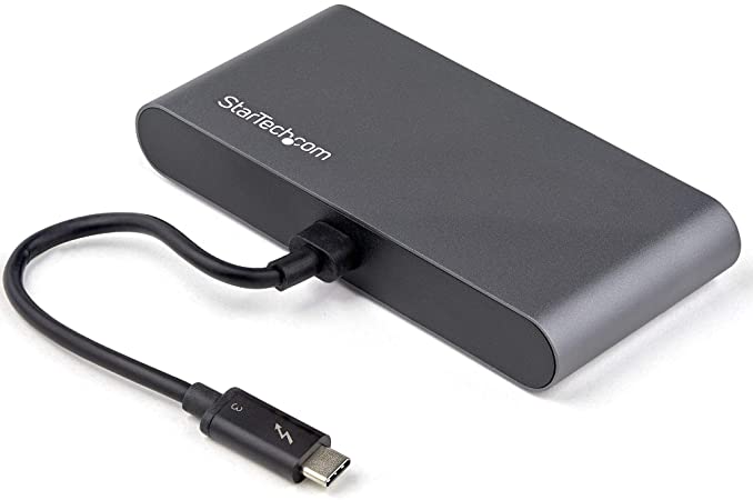 StarTech.com Thunderbolt 3 Mini Dock - Portable Dual Monitor w/HDMI 4K 60Hz - 2X USB-A Hub (3.2/2.0), GbE - 28cm Cable - TB3 Multiport Adapter - Mac/Windows - Upgraded Version of TB3DKM2HD (TB3DKMHDL)