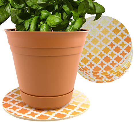 Plastec (6-Pack Indoor Plant Mat for Plastic or Ceramic Flower Pot Trivet Floor Planter Coaster Set
