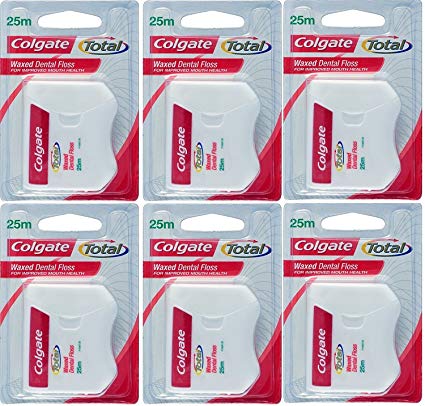 Colgate Waxed Dental Floss For Improved Mouth Health - Pack of 6 (25Mtr Per Pack)