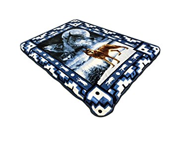All American Collection New Super Soft Animal Printed Throw Blanket Anna (50"x60", Howling Wolf)