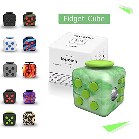 Tepoinn Fidget Attention Cube Relieves Stress and Anxiety Educational Development Toys for Children and Adults (Jade-green)