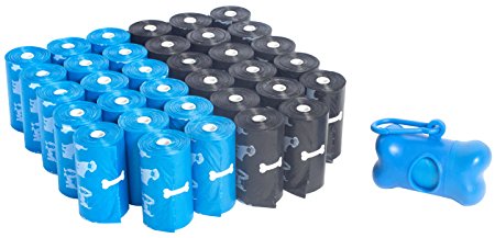 Urban Waste Bags Black and Blue Poop Bags on rolls,   blue bone-shaped dispenser(s)