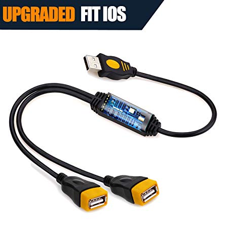 USB Splitter - HENGSHENG 2-Port USB Hub 1 Male to 2 Female USB y Splitter Cable