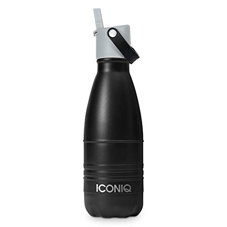 ICONIQ Stainless Steel Vacuum Insulated Water Bottle with Pop Up Straw Cap | 12 Ounce