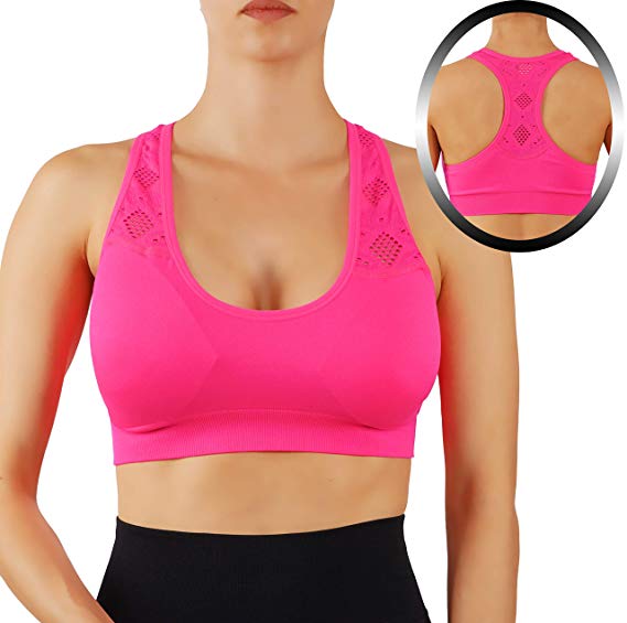 Women's Yoga Top Sports Bra with Removable Pads Breathable Race Back 2pack 3 Pack